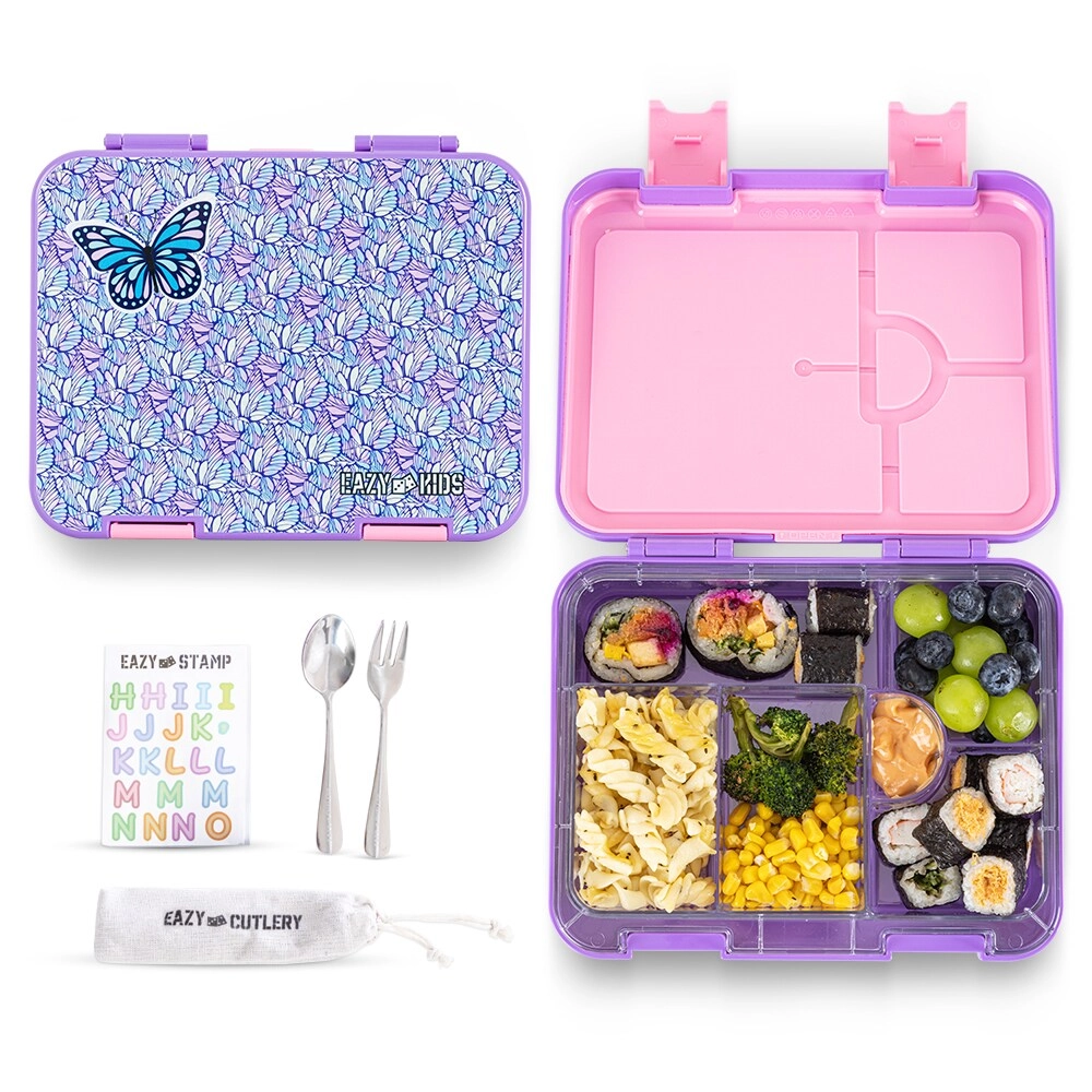 6 & 4 Convertible Bento Lunch Box - Butterfly Purple