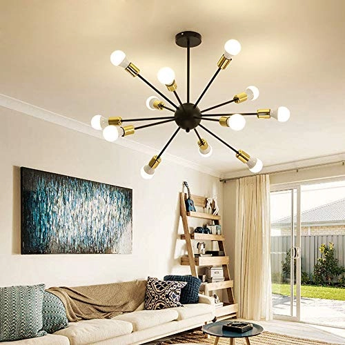Sputnik Chandelier - 12 Lights Black