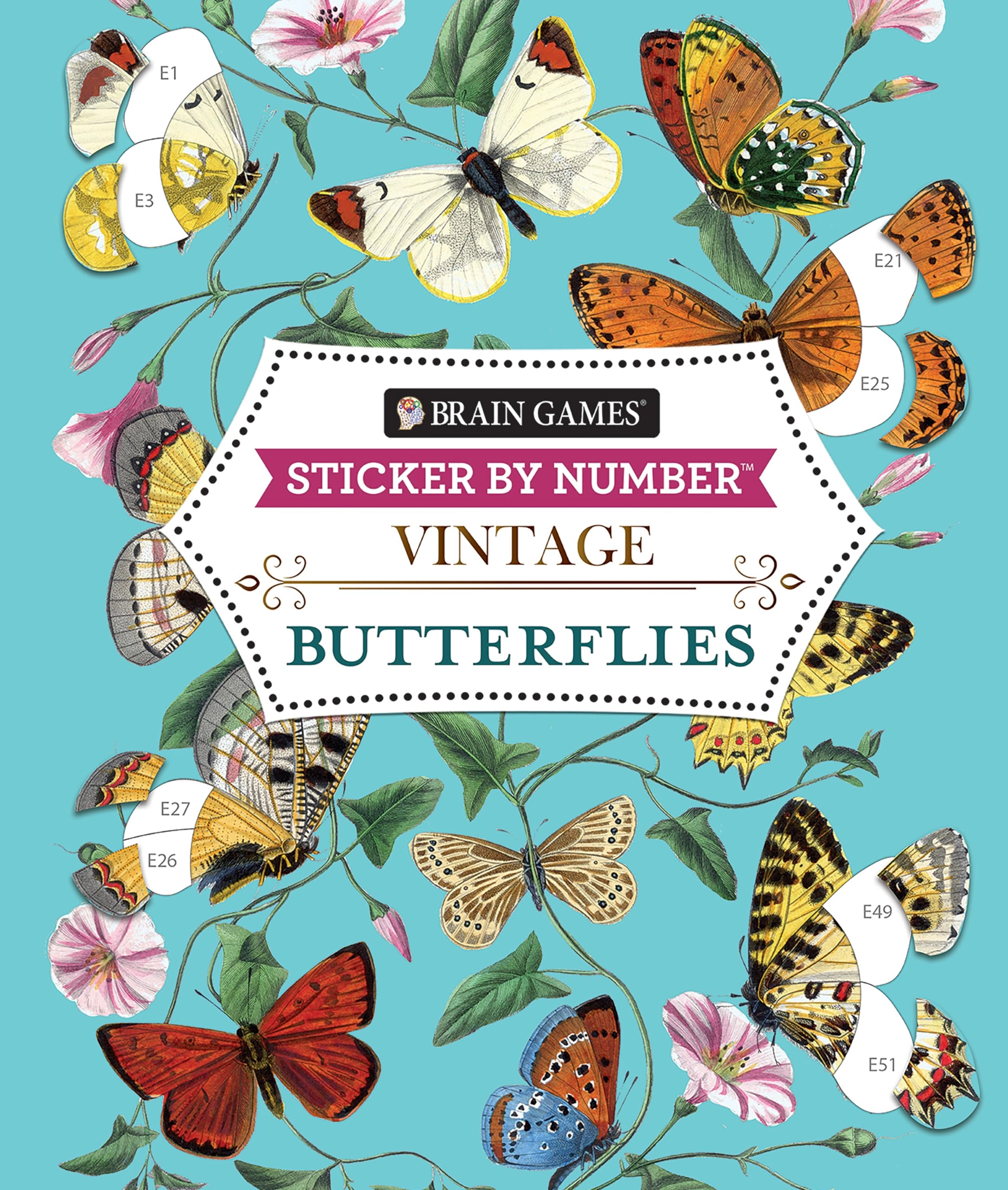 Brain Games Vintage Butterflies Activity Sticker Book