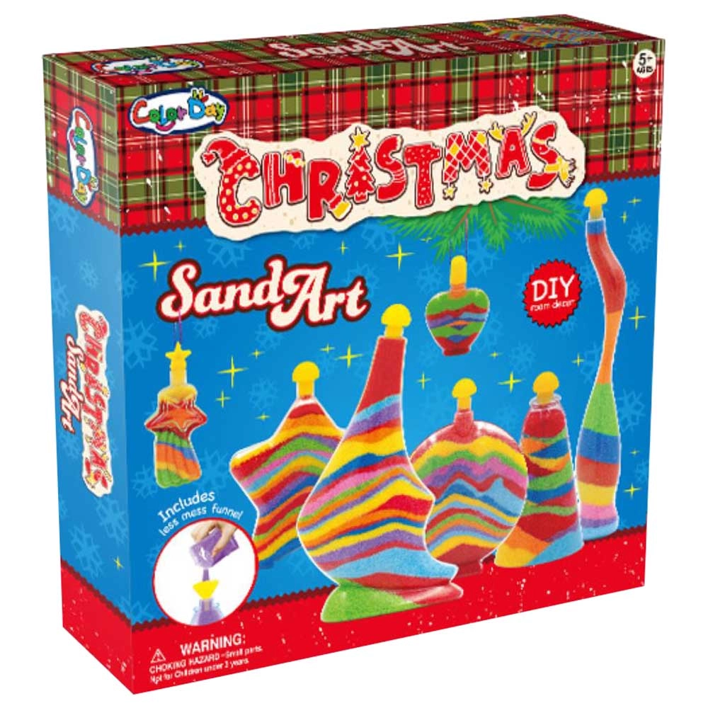BrainGiggles DIY Christmas Sand Art Kit - 4 bottles 6 colours