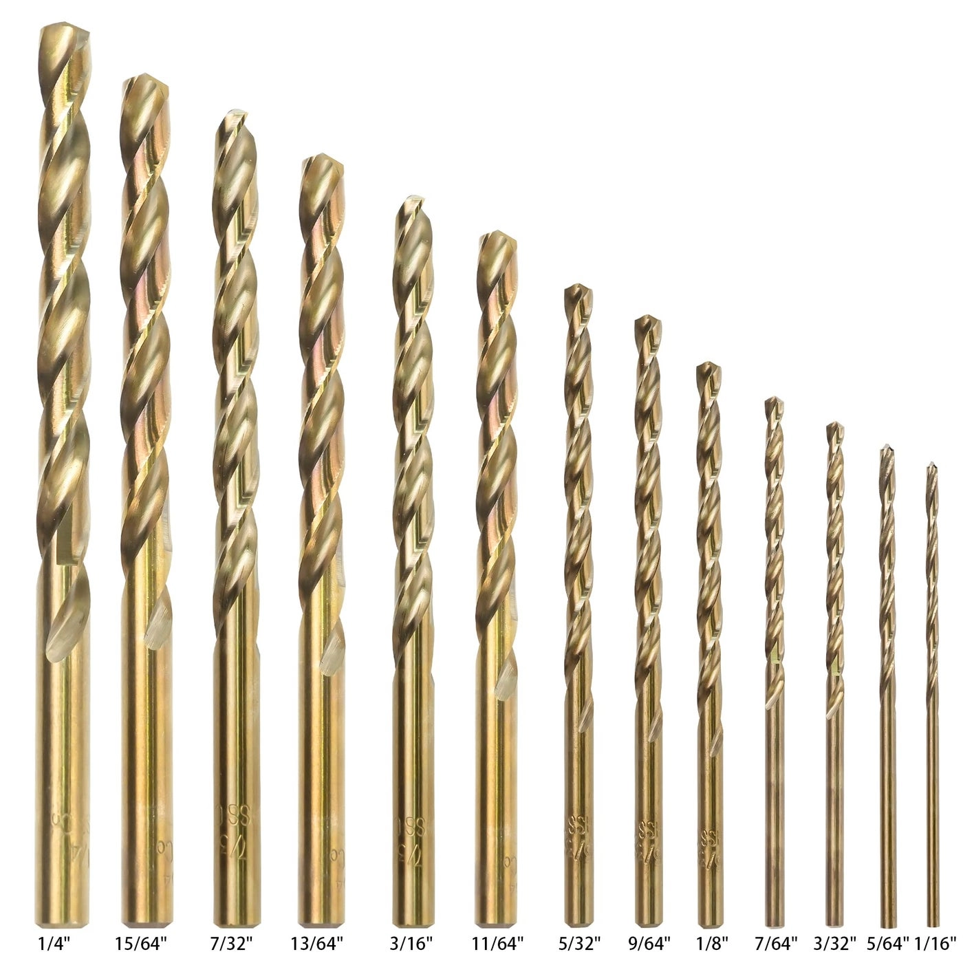 Drill Bits Set - Cobalt 13Pcs 1/16"-1/4"