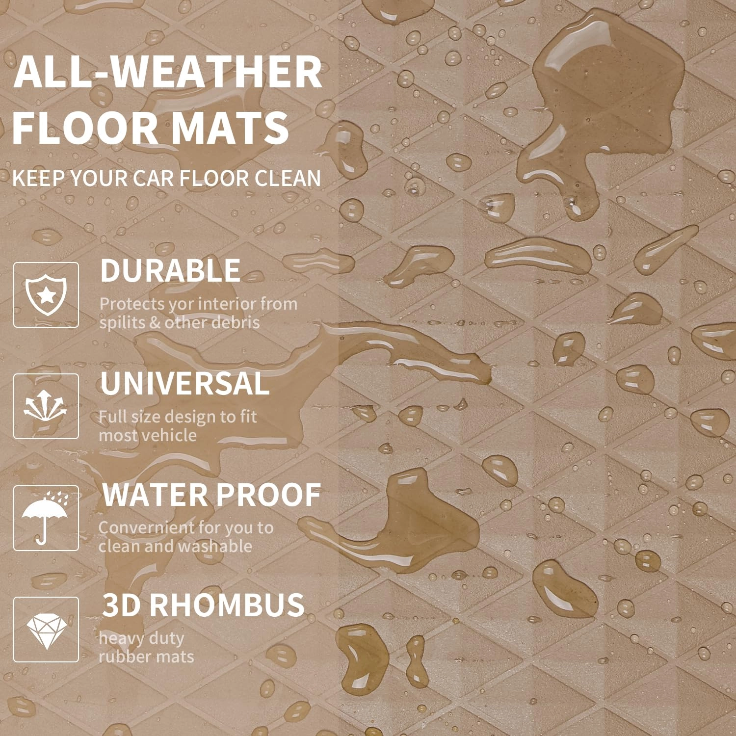 Floor Mats - Gray Rubber 4 Pcs