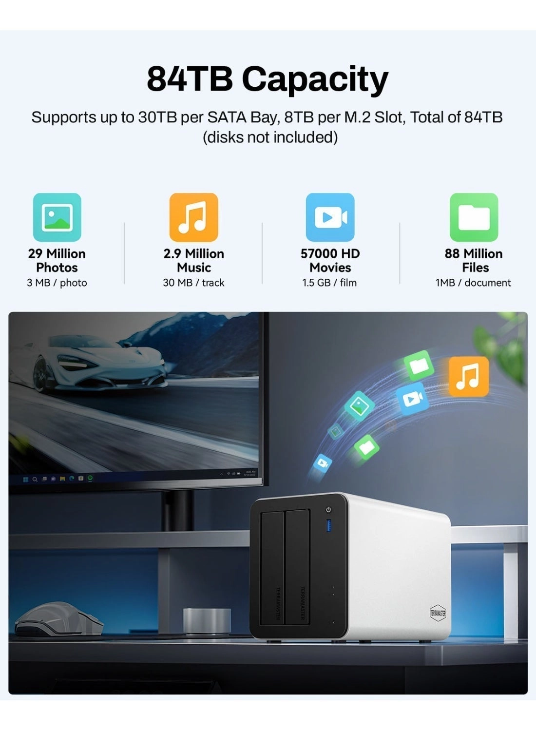 F2-425 Plus 2-Bay 8TB - 2 X 4TB Seagate IronWolf