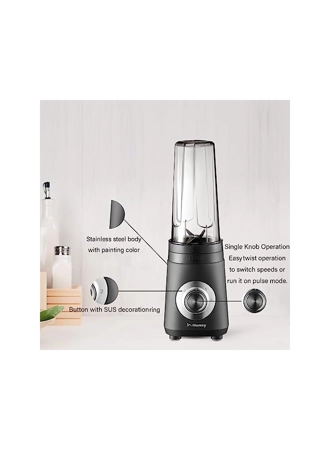 Stainless Steel Blender - 4-Blade Portable Anti-Leak Lid