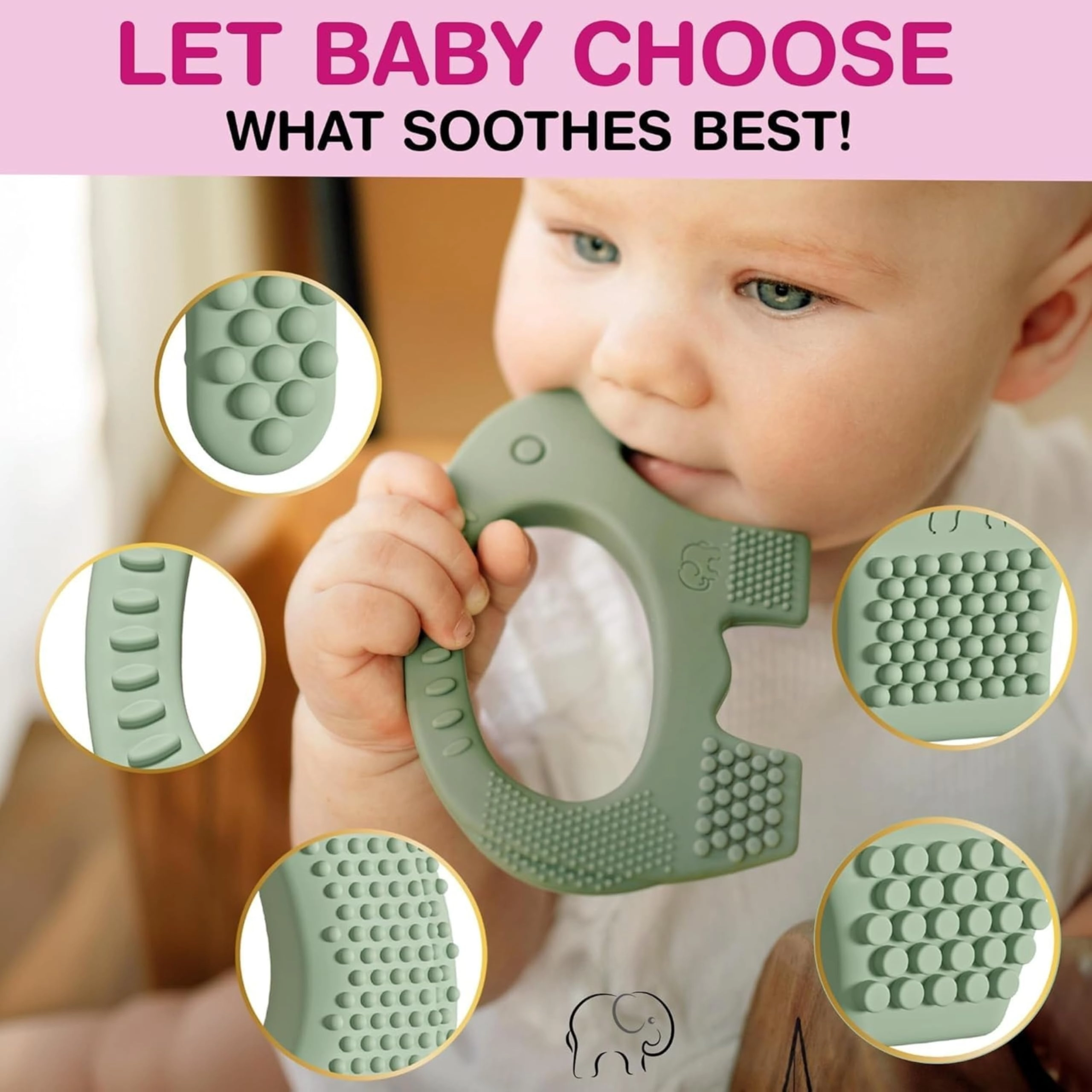 2 in 1 Teether - Beech Wood, Silicone