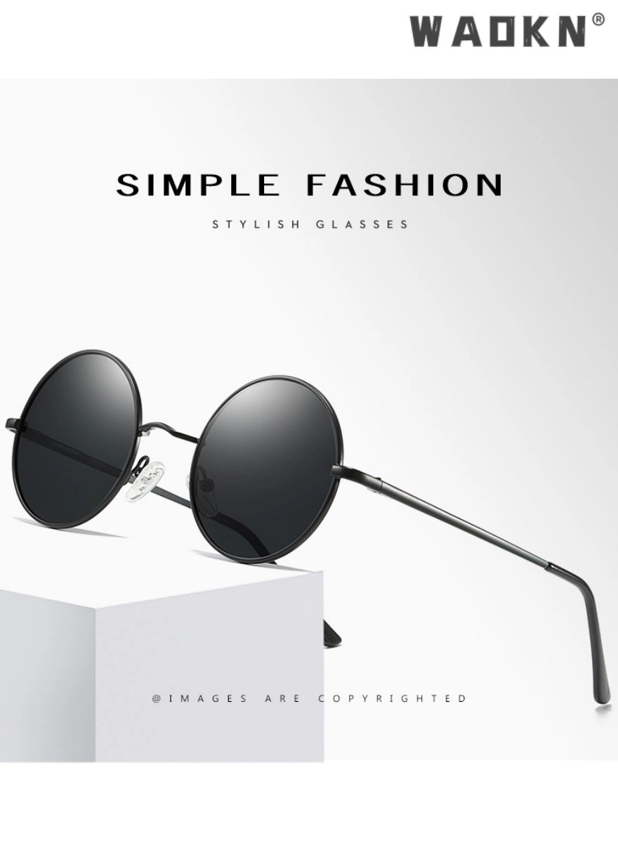 Round Polarized Sunglasses - 50 mm Grey