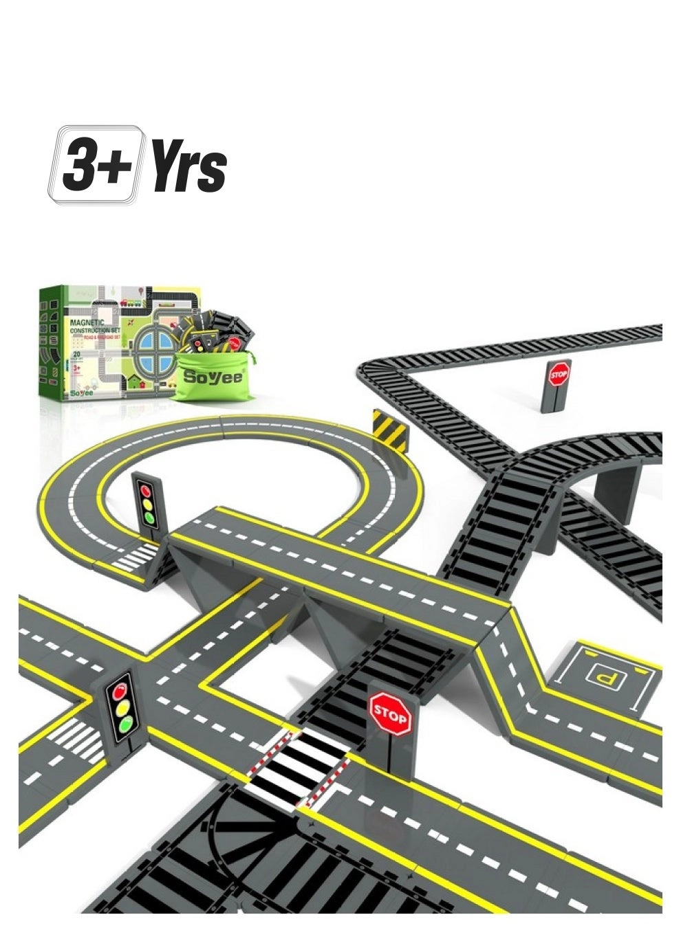 Soyee Magnetic Tiles Road & Train Track Expansion Pack - Vehicle
