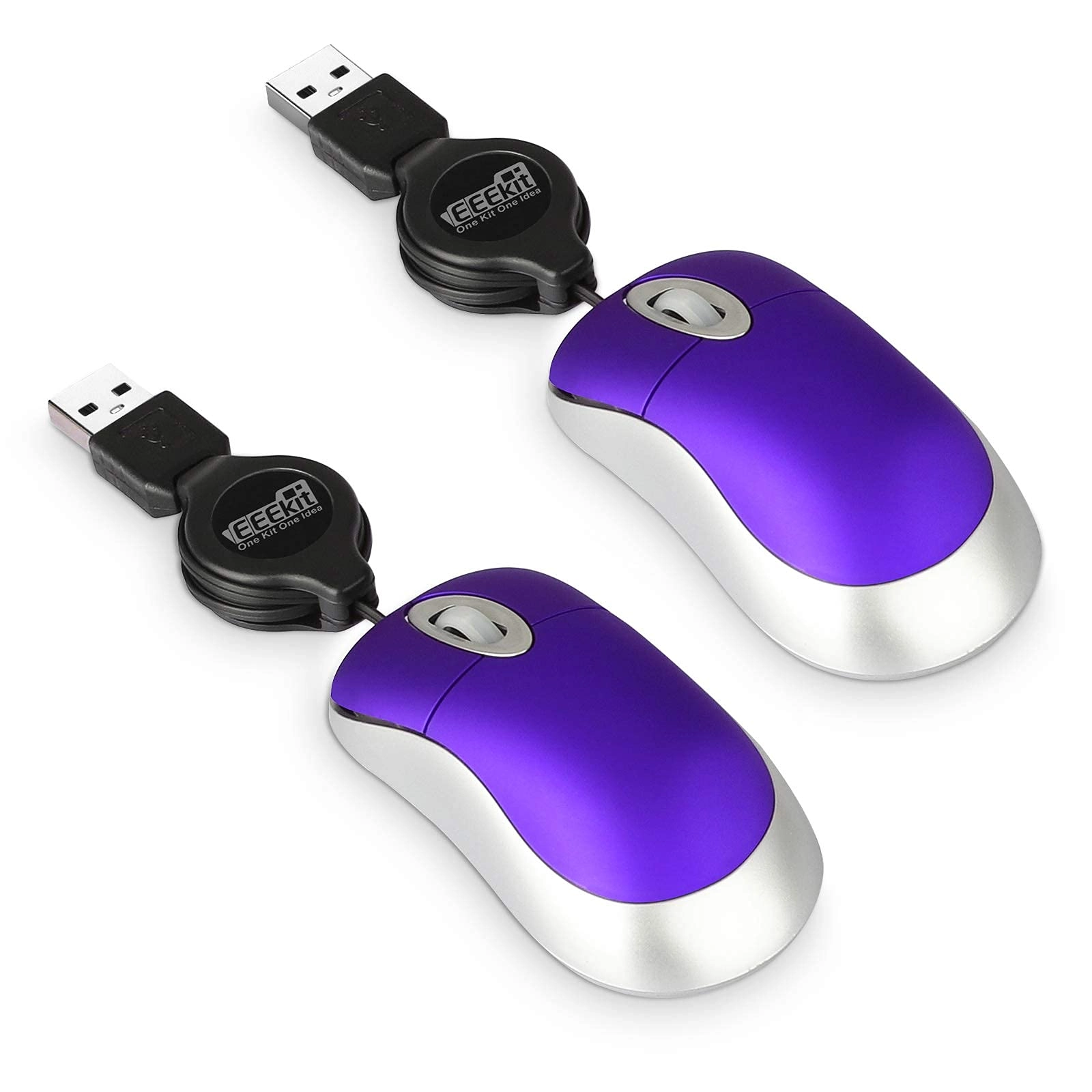 Mini Retractable Cable Wired USB Optical Mouse - USB Wired