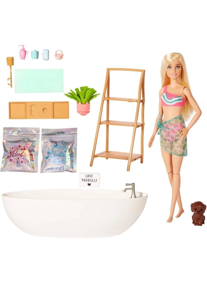 Doll - Blonde + Bathtub Playset - Confetti Soap & Accessories