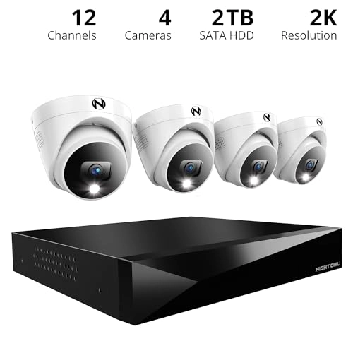 12 Channel Wired DVR - 2TB + Wired BNC Deterrence Dome Camera - 2K 4 Camera + 2TB Hard Drive