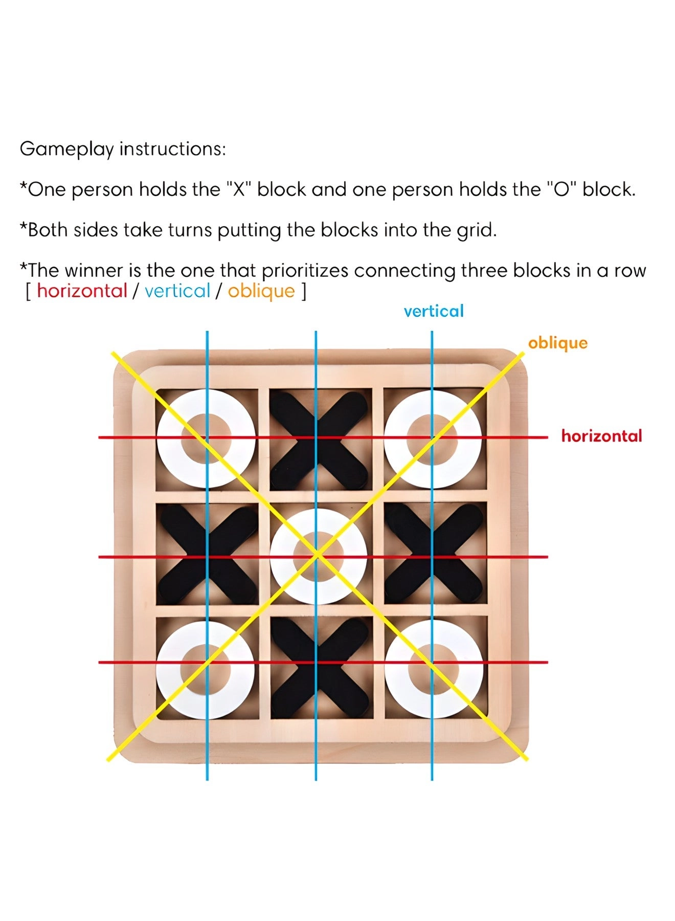 Tic Tac Wooden Games Fun Puzzle Toys - Wooden Tic Tac Toe