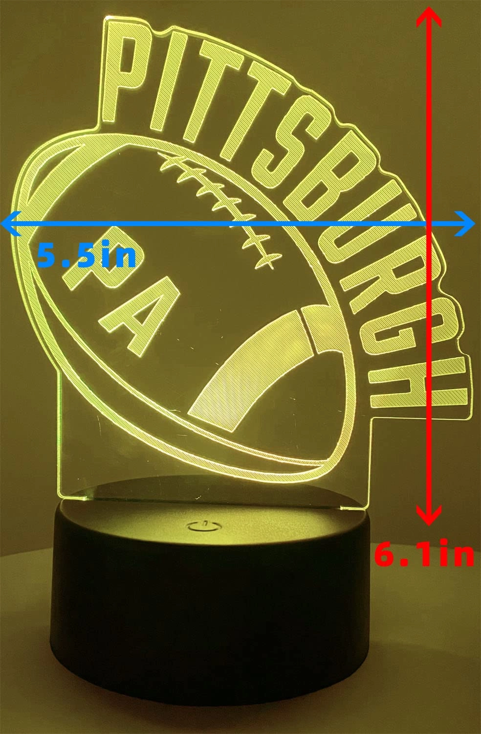 3D Football Pittsburgh Night Light - USB Multicoloured