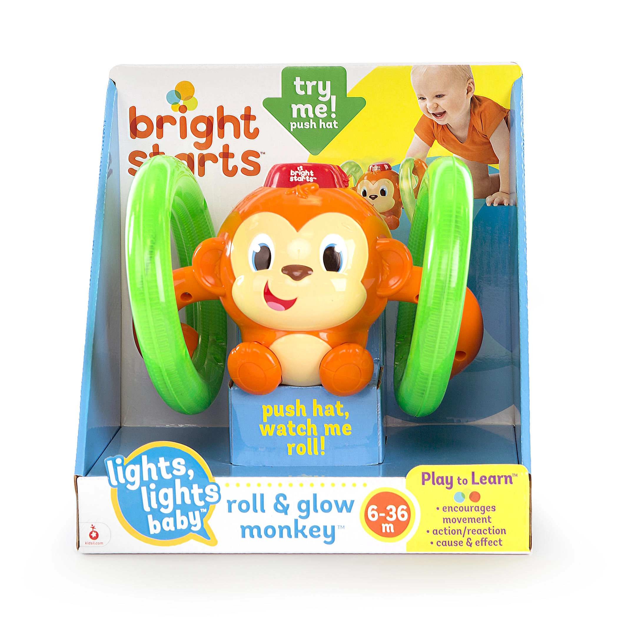 Bright Starts Roll & Glow Monkey - 6 months+