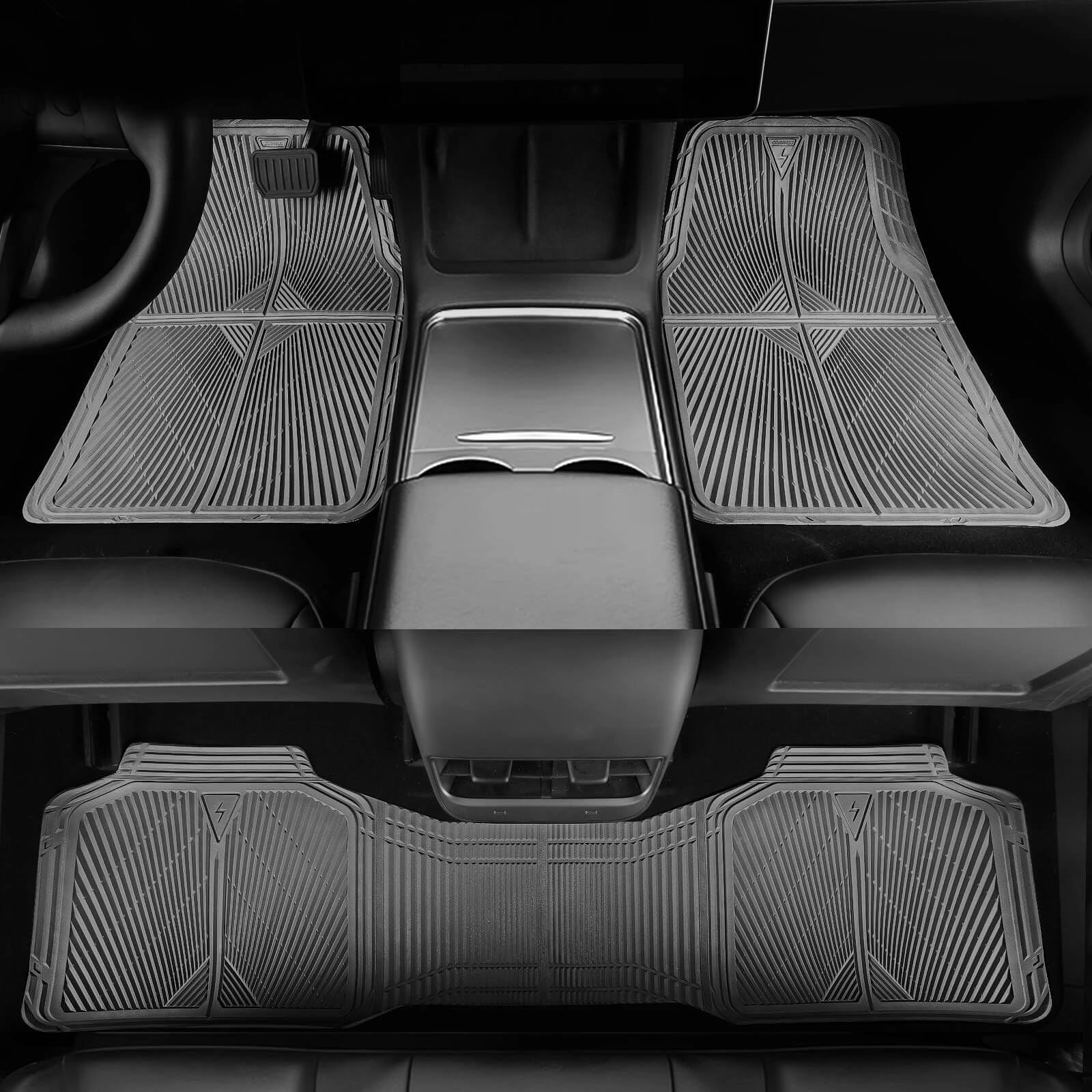 Rubber Floor Mats & Cargo Liner - Gray Universal Fit 5-Piece