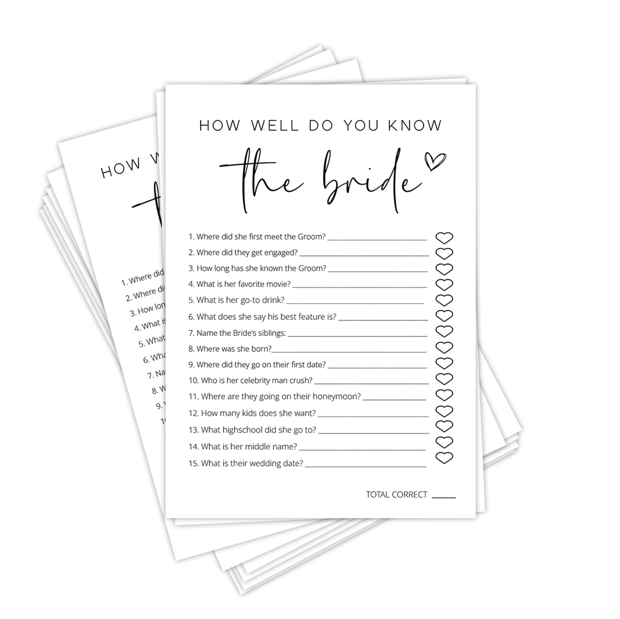 DTLGTG Bridal Shower Game Cards - Adult 25