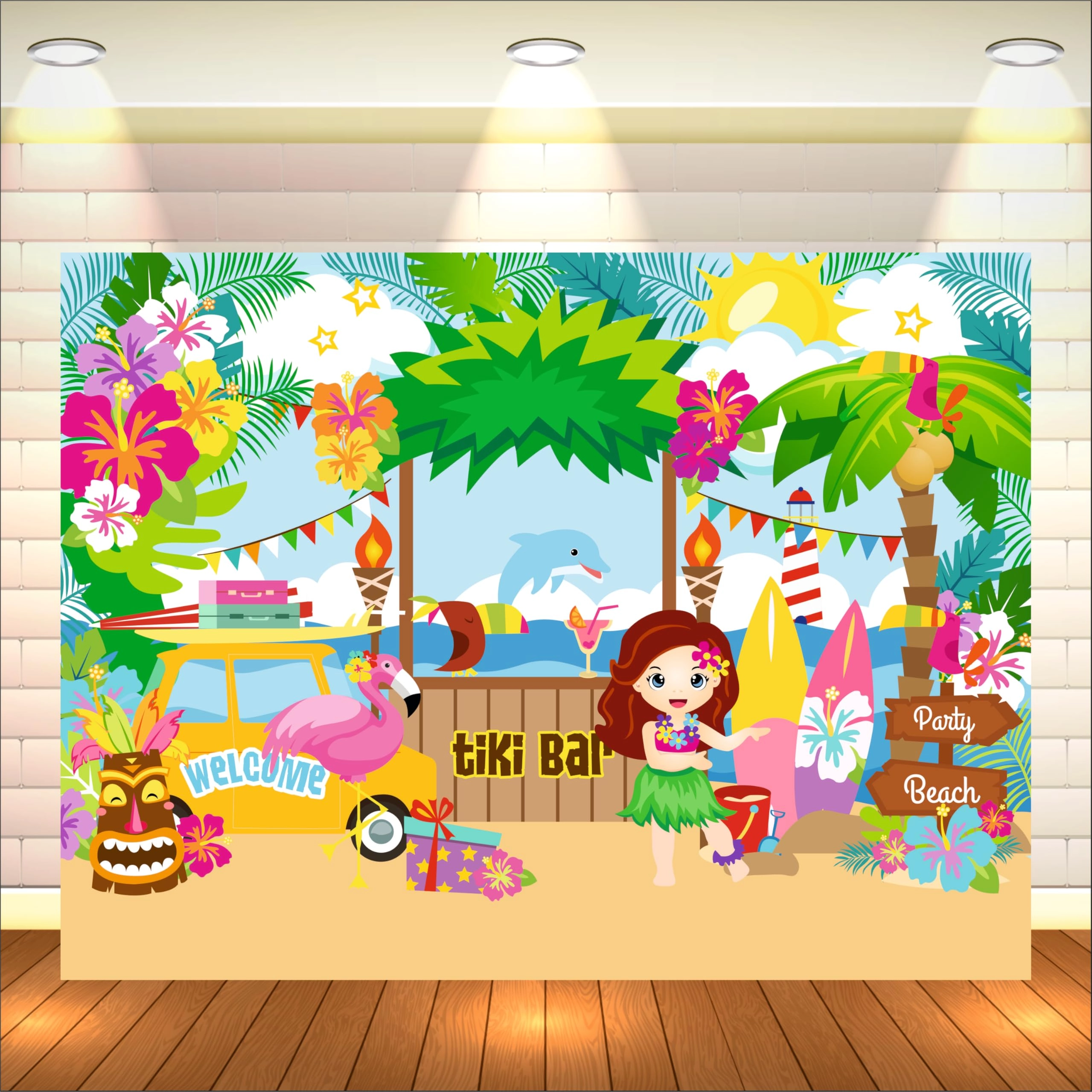 party baazaar Flower & Butterfly Theme Backdrop - 1 Pcs Birthday