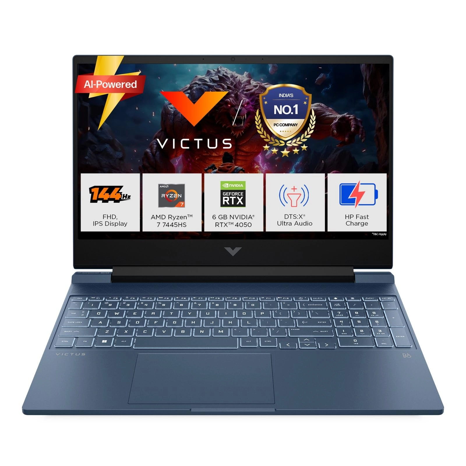 HP, HP India Sales Pvt. Ltd. Victus BT6D0PA - 15.6'' Ryzen 7 7445HS 16GB DDR5 512GB SSD