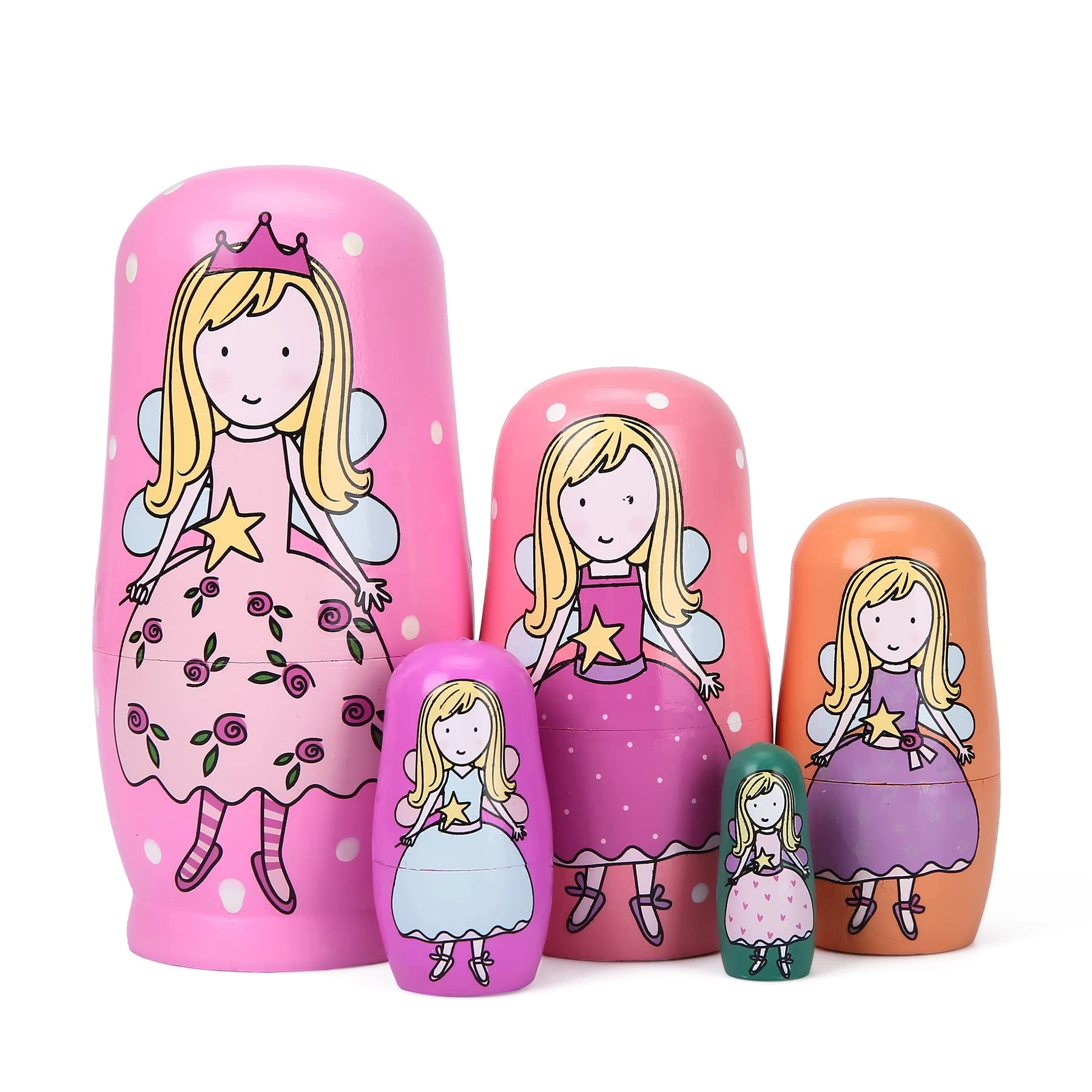 Lanhai Russian Nesting Dolls - 5pcs Handmade Wooden Angel
