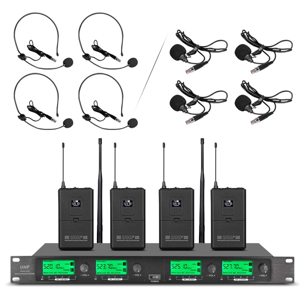 WENWEN Wireless Microphone System - 4 x Lavalier Microphones