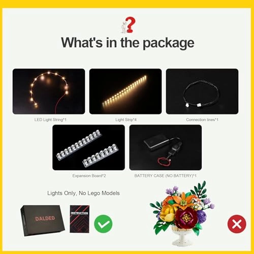 Light Kit Compatible with Lego Botanicals Flower Arrangement 10345 - LED USB