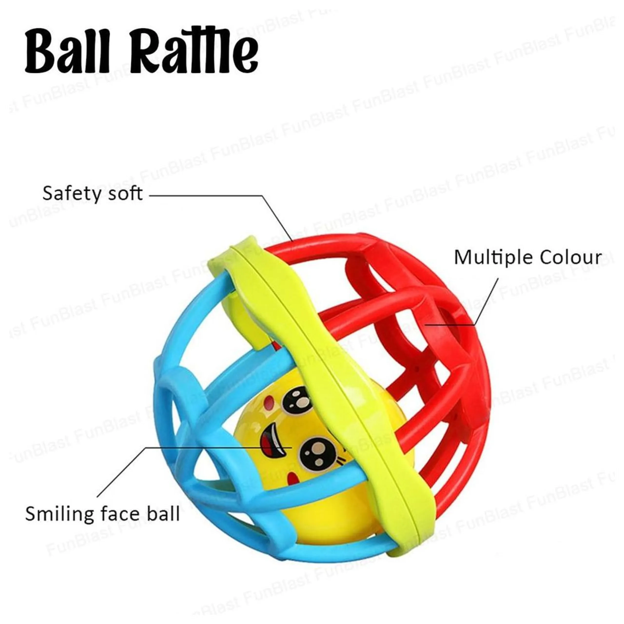 Soft Chewable Rattle Ball Toy - Suitable for 3 Months & Above. soft rubber