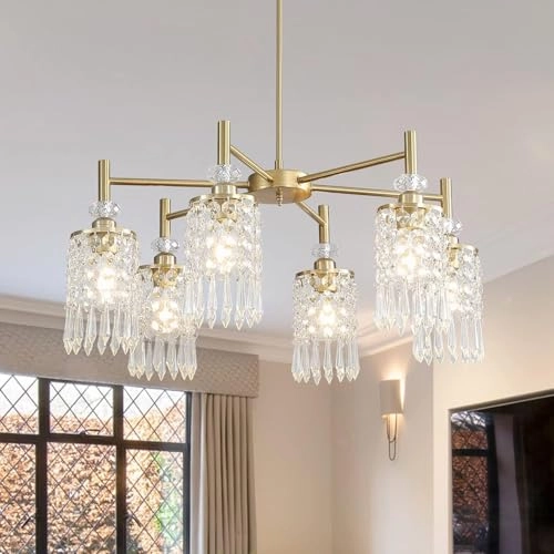 Crystal Gold Chandelier - 6-Light 30in