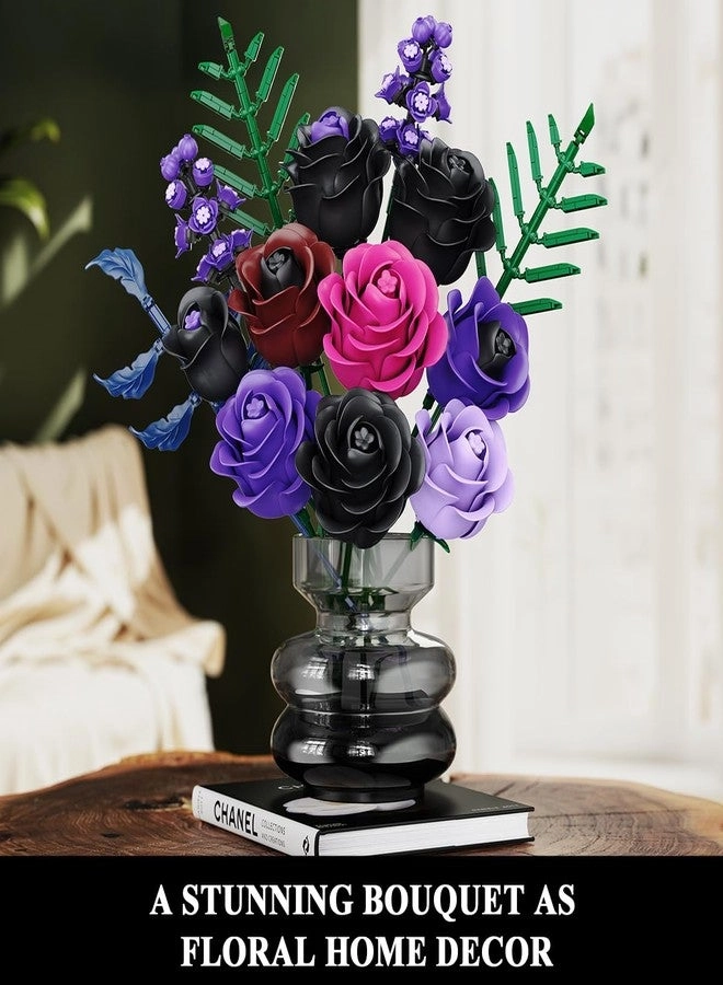 Flowers Bouquet Building Set - Purple Roses 546 pcs