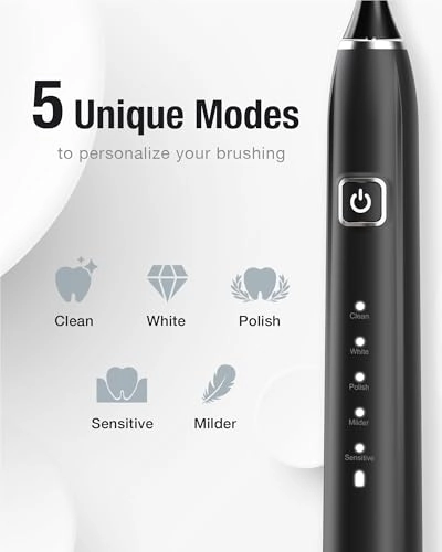 Sonic Electric Toothbrush - 6 Brush Heads 90-Day Battery