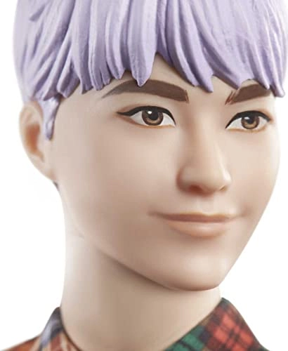 Ken Fashion Doll - Sculpted Purple Hair Plaid Shirt Ages 3+