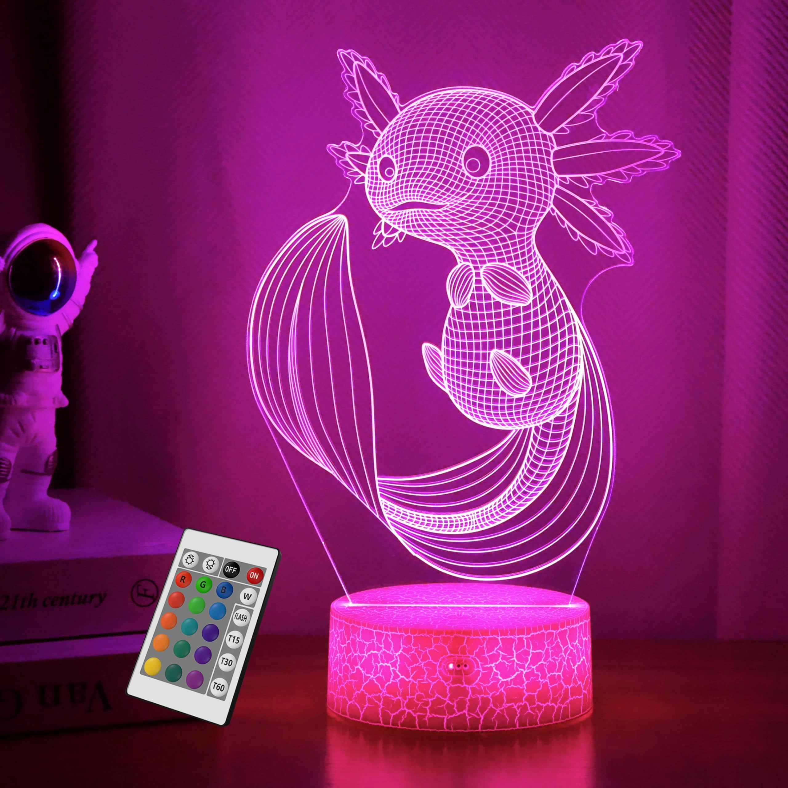 okiyid Axolotl Night Light - Battery Powered Multicolor