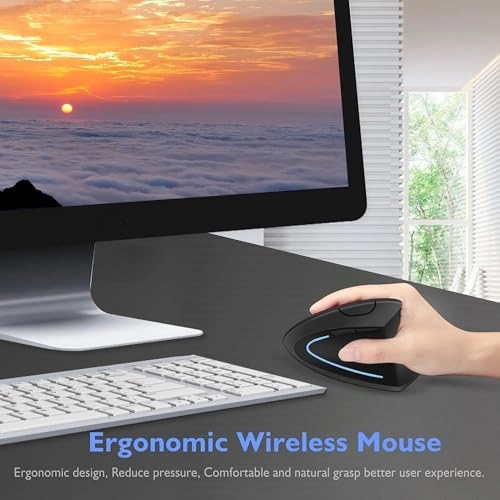 Vertical Ergonomic Optical Mouse - Bluetooth Wi-Fi