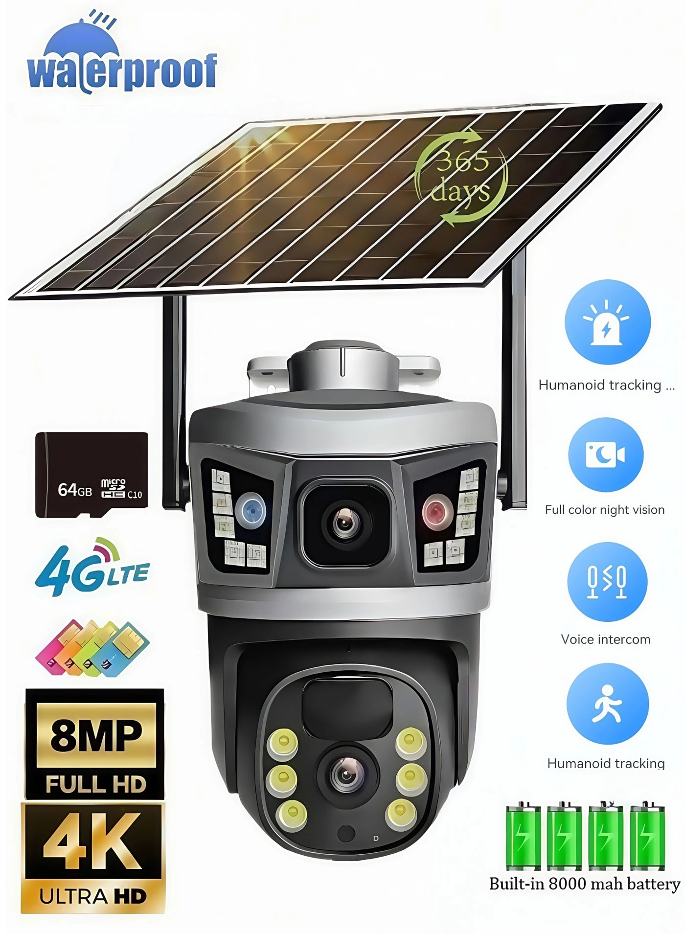 Solar Camera Dual Lens