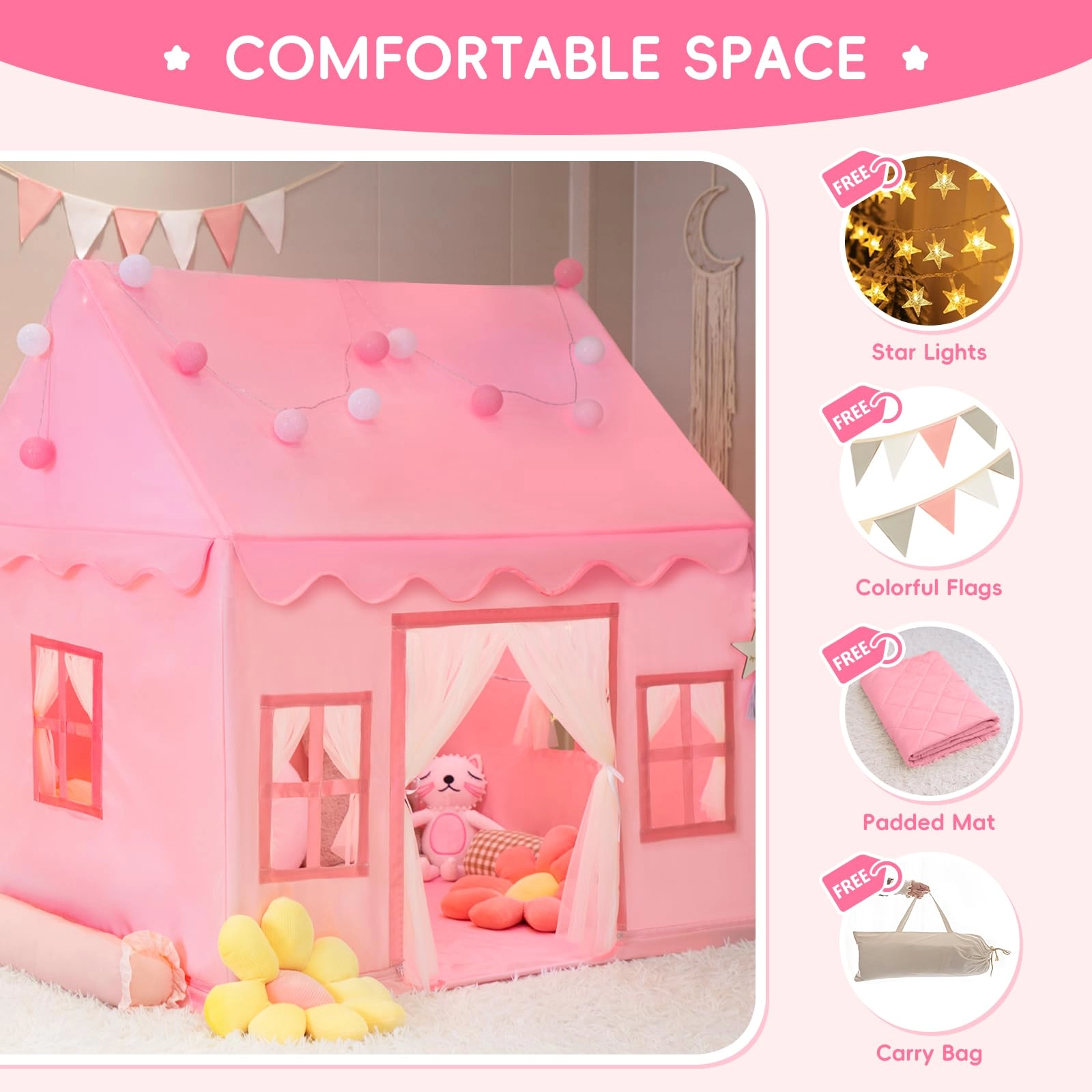 Kids Tent Playhouse - Large Pink