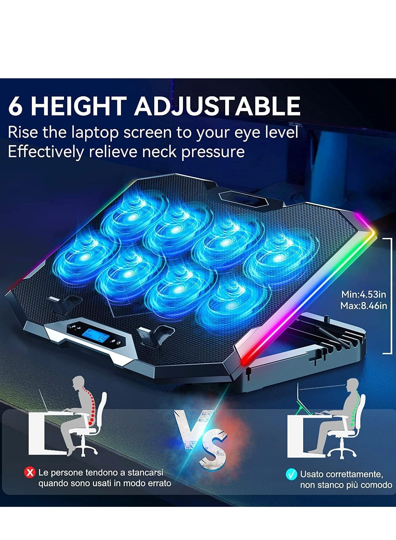 Gaming Laptop Cooling Pad - 8 Cooling Fans