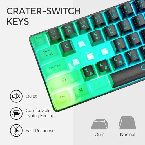 60% Gaming LED Keyboard - 60% Compact Wired