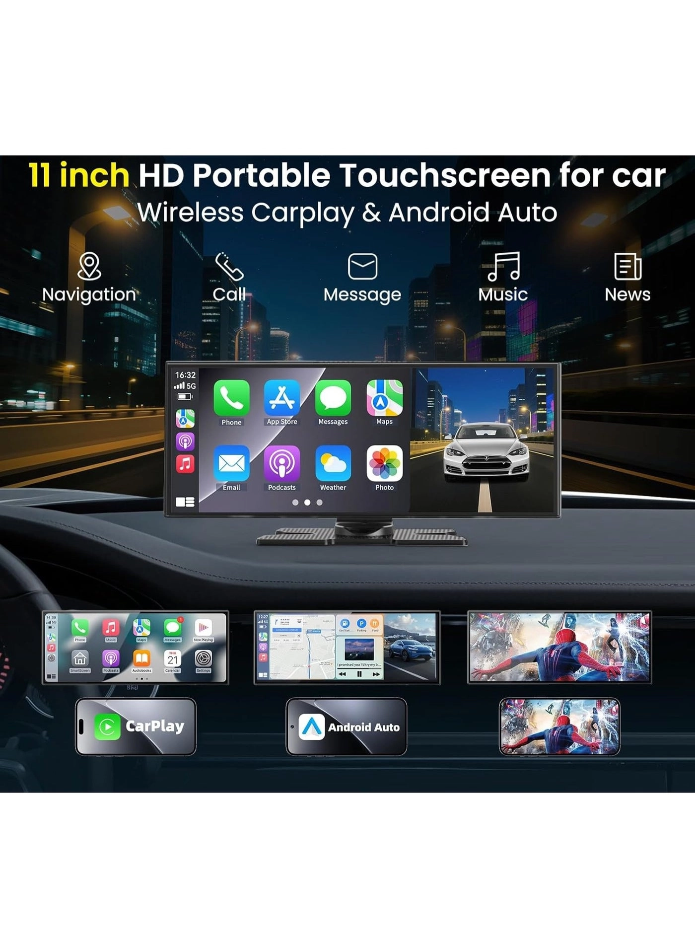Wireless CarPlay Screen - 4K 1080P