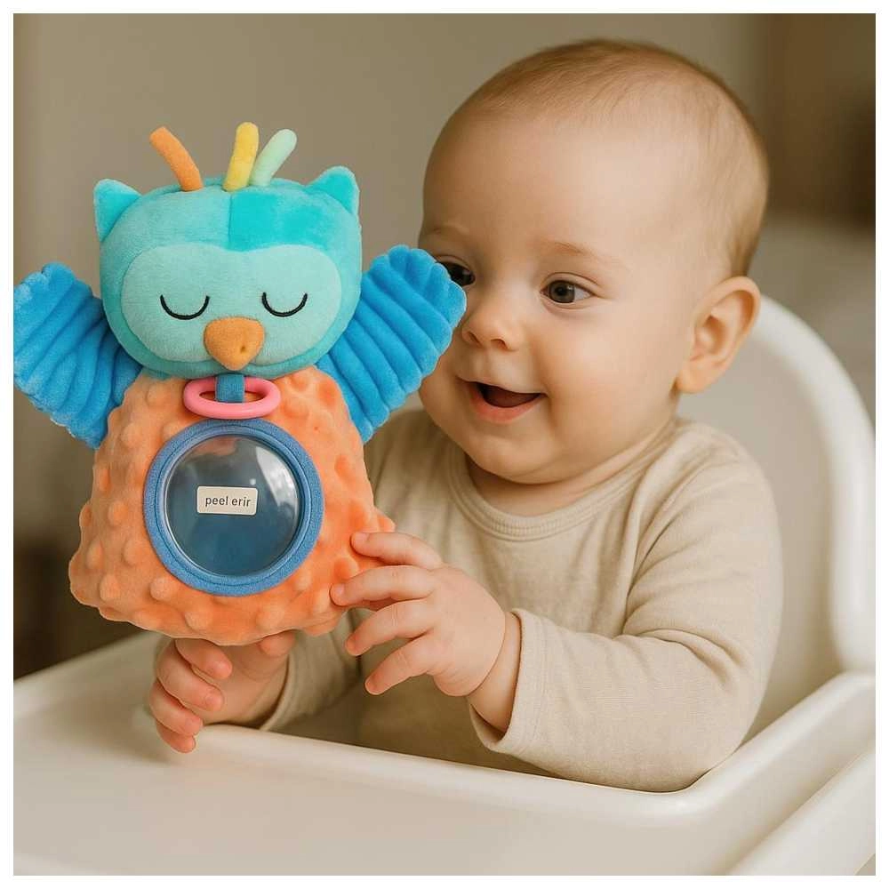 Rabbit Rattle + Vibrate and Voice Rabbit Toy + Owl Hand Puppet - 0 month