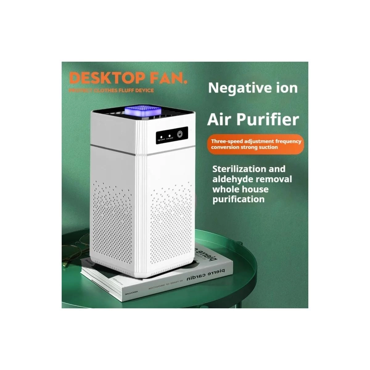 Desktop Air Purifier - Negative Ion Technology 3-Speed Settings LED Indicator