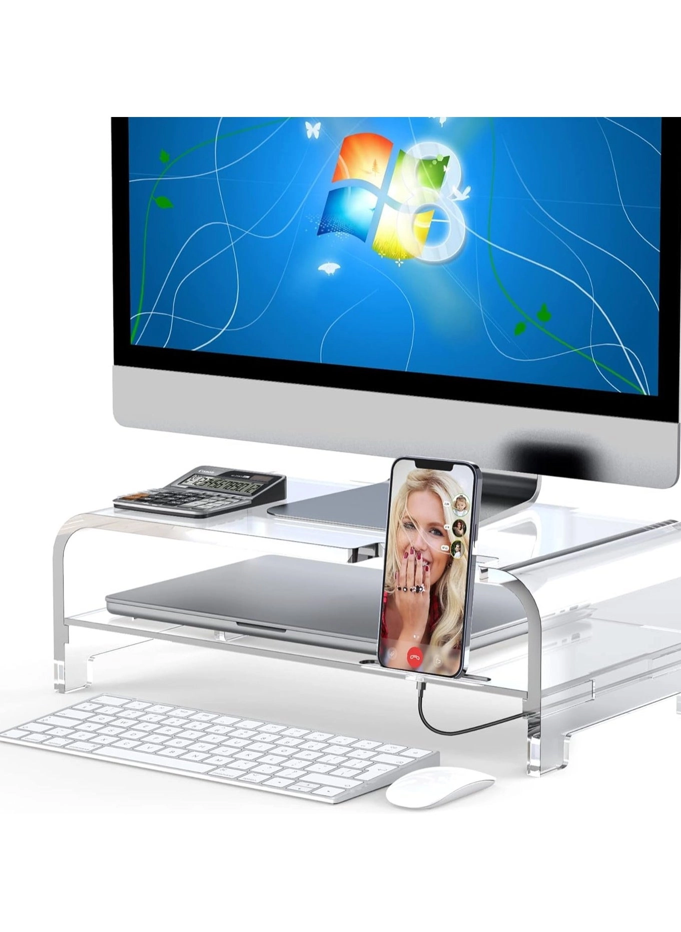 erorex Monitor Stand Riser - Class-A acrylic Two Layer 18 kilogram