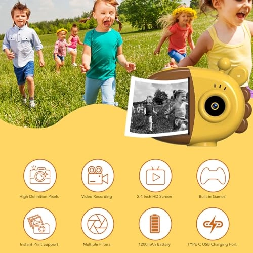 Instant Print Camera for Kids - LCD Screen Video Recording