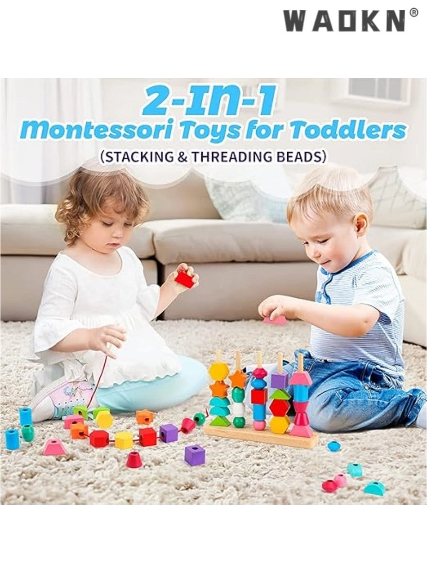Wooden Beads Sequencing Toy Set - 2 3 4 5 Year Old