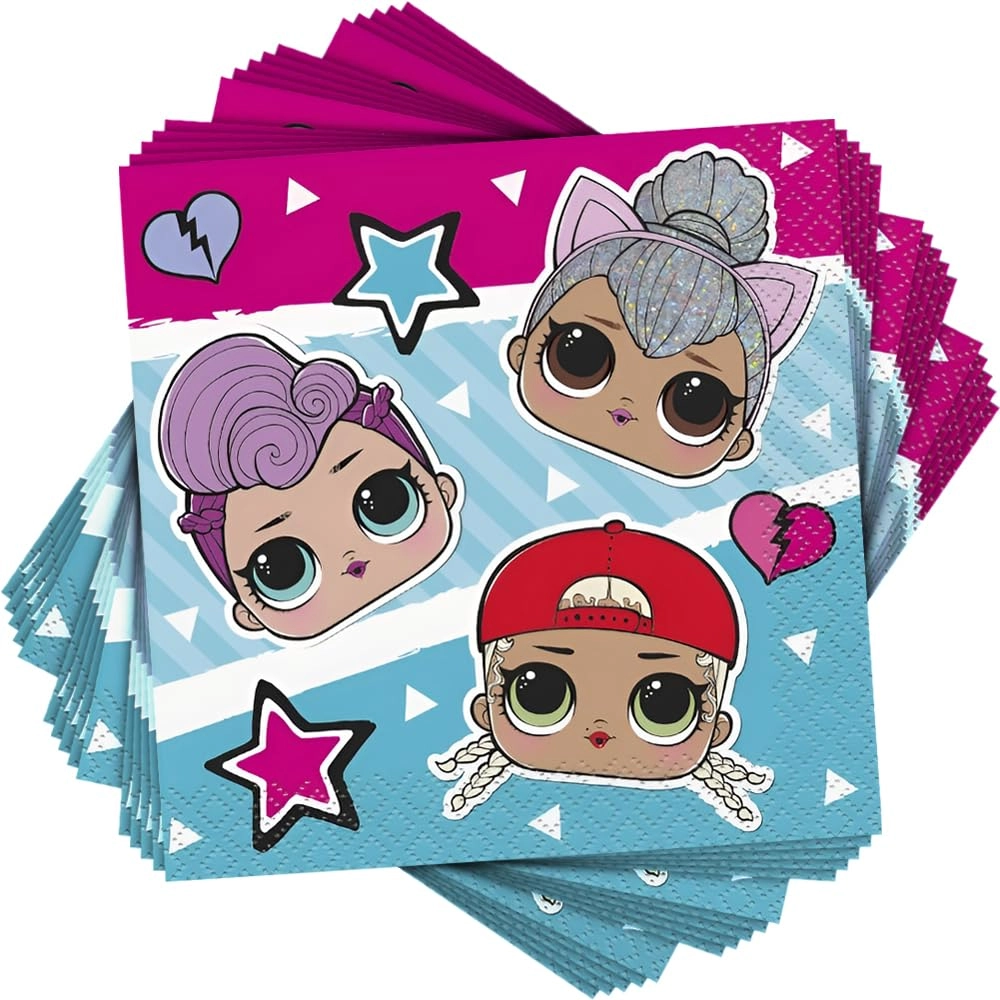 Unique Paper Napkins - Pack of 16 LOL Surprise birthday party