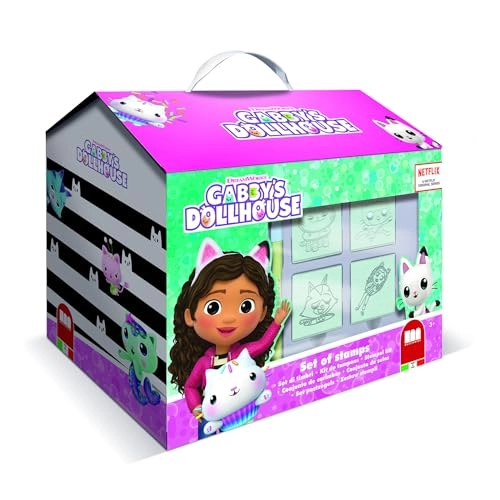 Gabbis doll house - 7 wooden stamps washable ink 7 markers drawing book