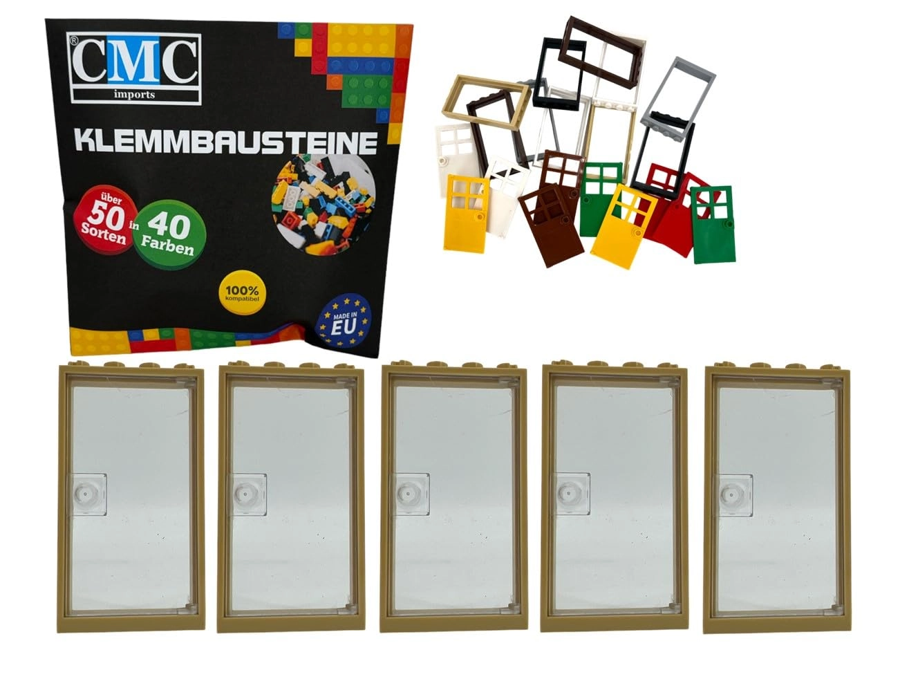 Door Frame - Beige 5 pcs + Door Leaf - Green