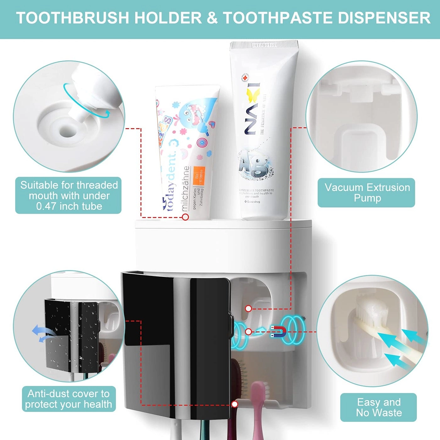 Toothbrush Holder - Wall Mounted 4 Slots