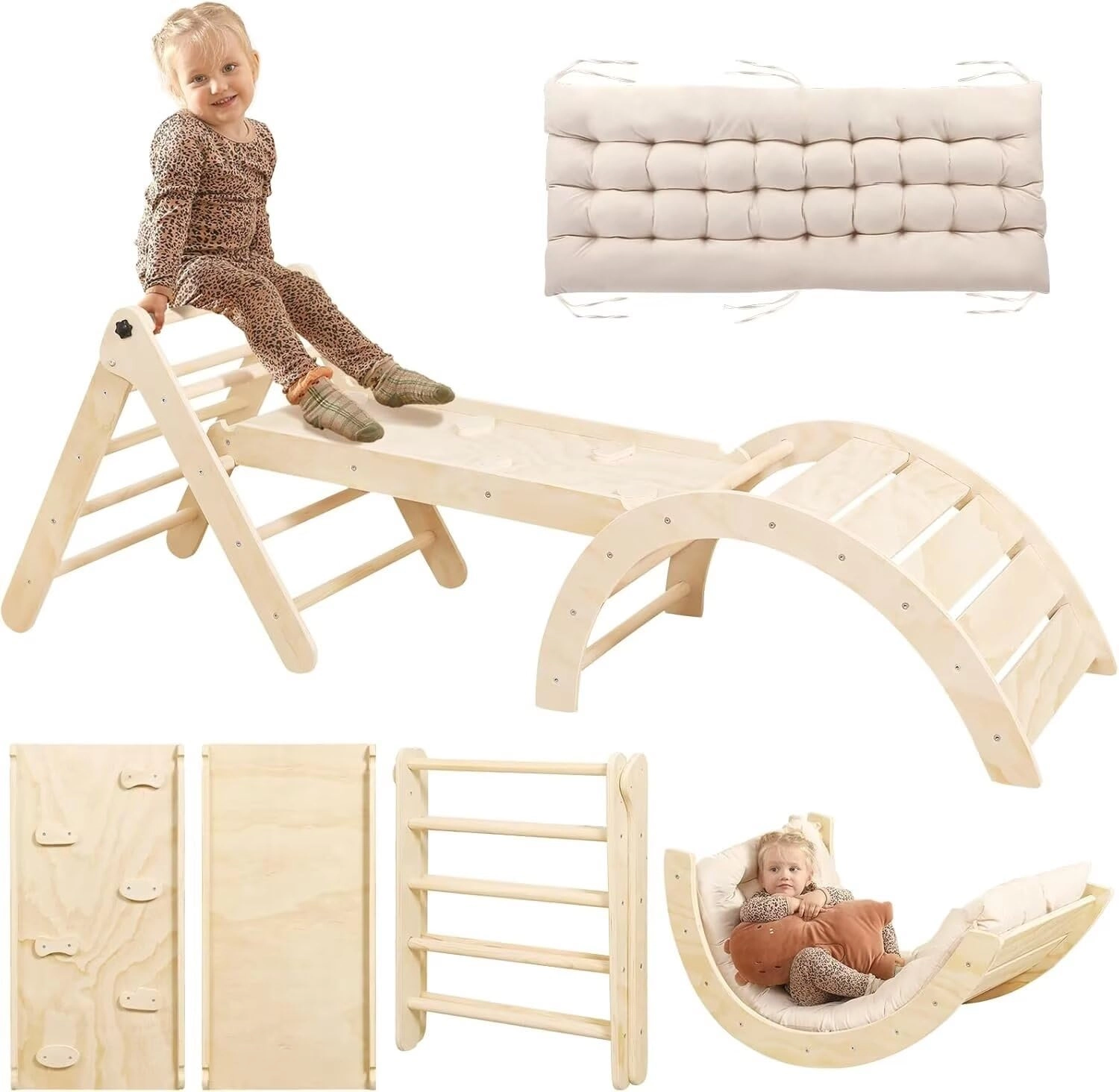 MZA STORES Pikler Triangle Set - 1-3 7 pieces