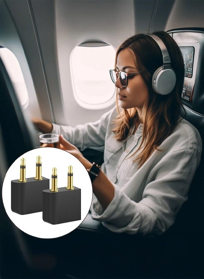 Airline Headphone Audio Jack Adapter - 3.5mm Stereo Dual-prong Pack
