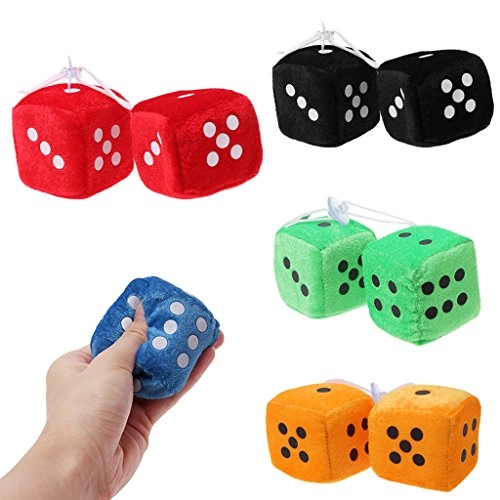 Fuzzy Dots Rear View Hanger - Red 6*6*6 cm