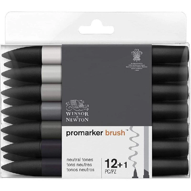 Winsor & Newton ProMarker Brush - Neutral Tones (13 Colors) Twin Tip
