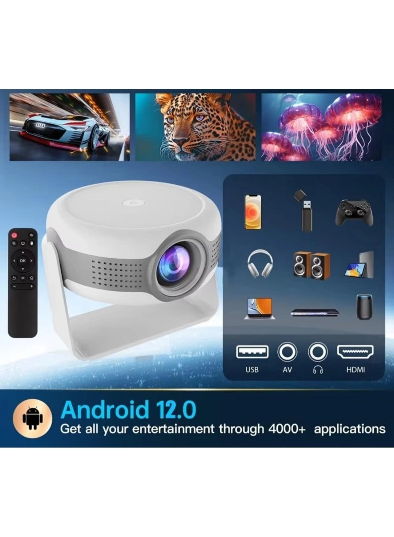 Portable 4K HD Smart Projector